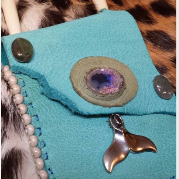 Black Opal Deerskin Leather Purse Pouch Bag Medicine, crystal, Beaded Jewelry - Picture 4 of 5